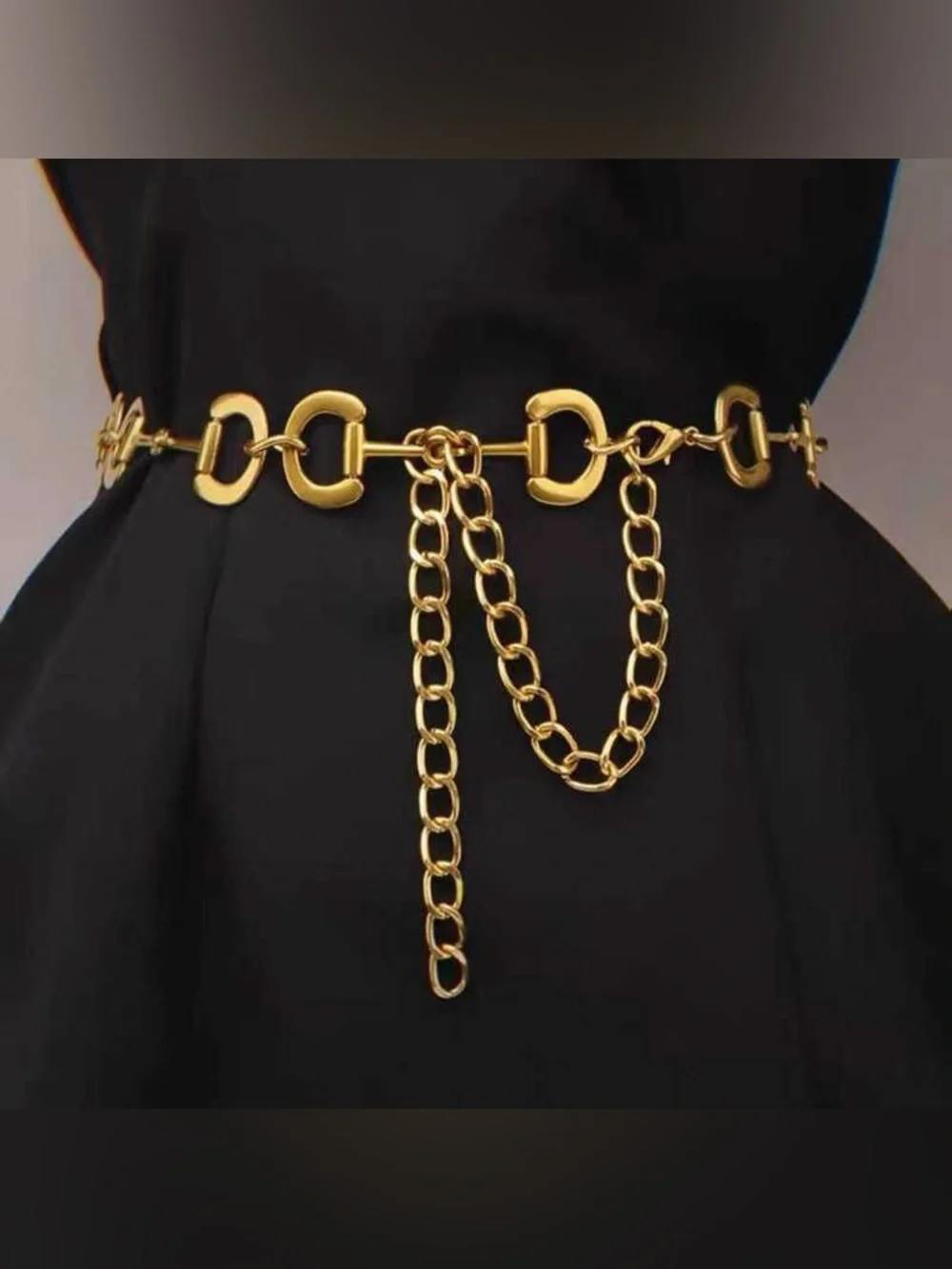 Multi-Link Gold Chain Belt Double D Design